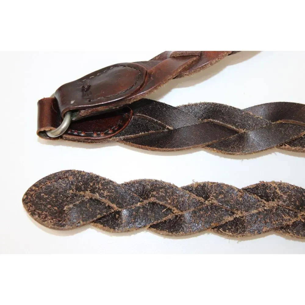 HOLLISTER Belt Size XS/S Vintage 90s California Brown Braided Logo Leather
